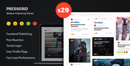 best PressGrid WordPress theme frontend publishing download