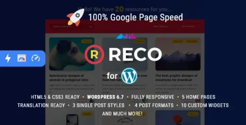 best Reco minimal WordPress theme for freebies download