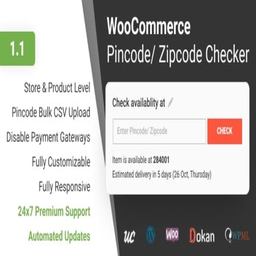WooCommerce Pincode Zipcode Checker