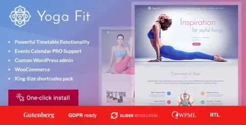 best Yoga Fit WordPress theme for fitness studios instant download