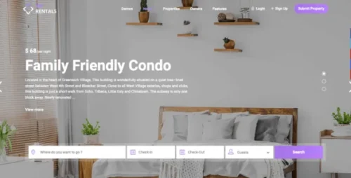 best WP Rentals WordPress theme for accommodation booking - instant download
