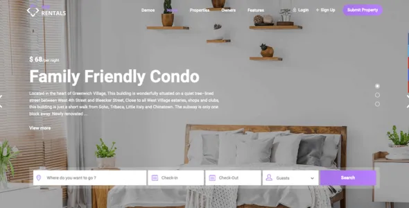WP Rentals best WP Rentals WordPress theme for accommodation booking - instant download