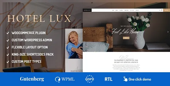 Hotel Lux best Hotel Lux resort WordPress theme premium instant download