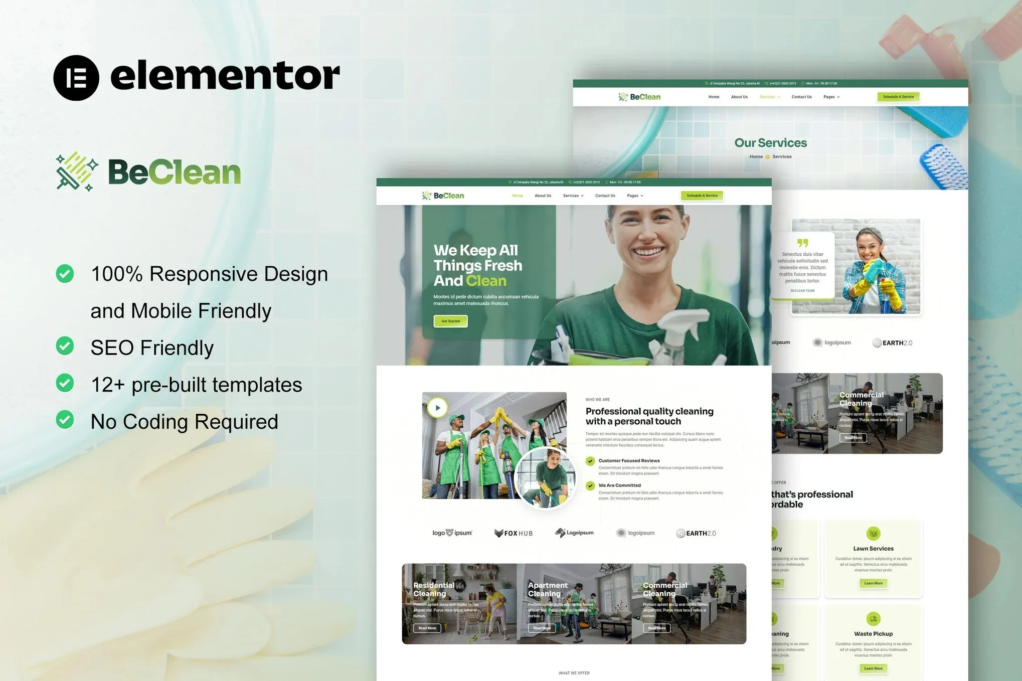 BeClean - Cleaning Service Company Elementor Pro Template Kit BeClean - Cleaning Service Company Elementor Pro Template Kit - Image 1