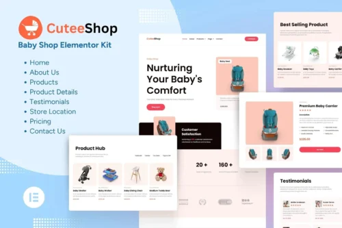 best kids ecommerce Elementor template kit instant download