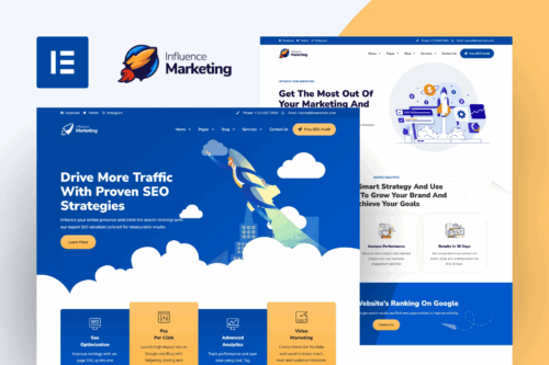 Influence Marketing - SEO & Digital Agency Elementor Template Kit
