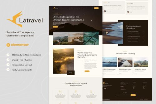 Latravel - Travel and Tour Agency Elementor Template Kit