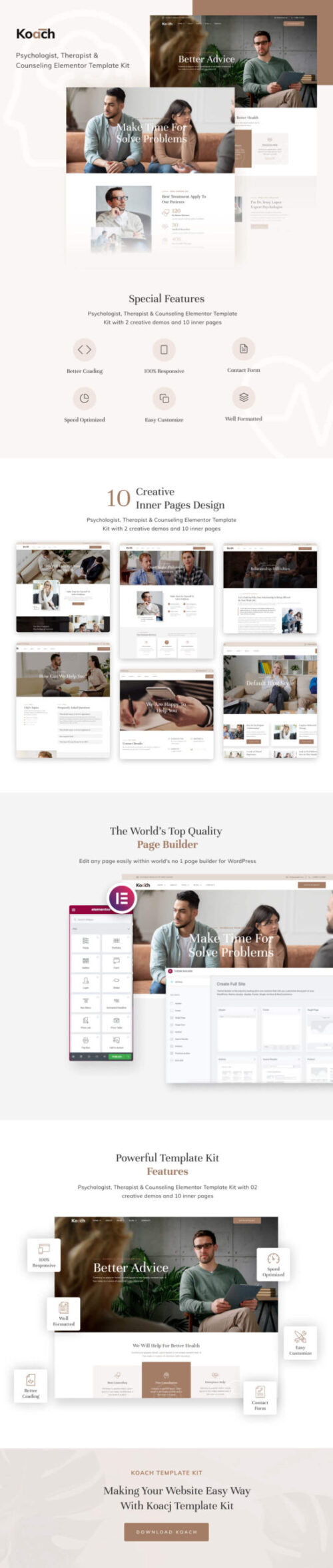 Koach - Life Coach & Counseling Elementor Template Kit