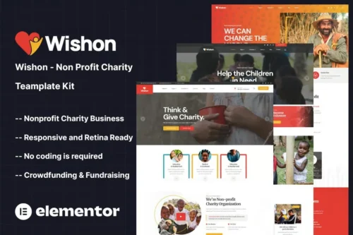 best nonprofit charity website template download Elementor kit