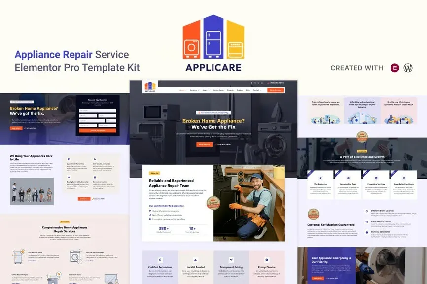 Applicare - Home Appliance Repair Services Elementor Pro Template Kit Applicare - Home Appliance Repair Services Elementor Pro Template Kit - Image 1