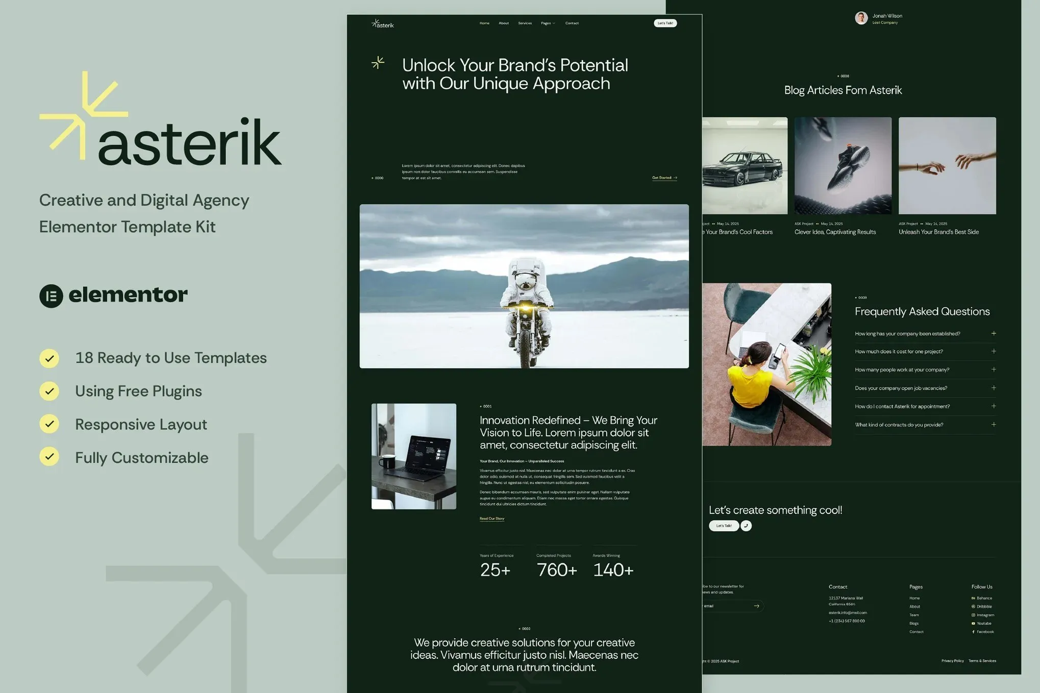 Asterik - Creative & Digital Agency Elementor Template Kit Asterik - Creative & Digital Agency Elementor Template Kit - Image 1
