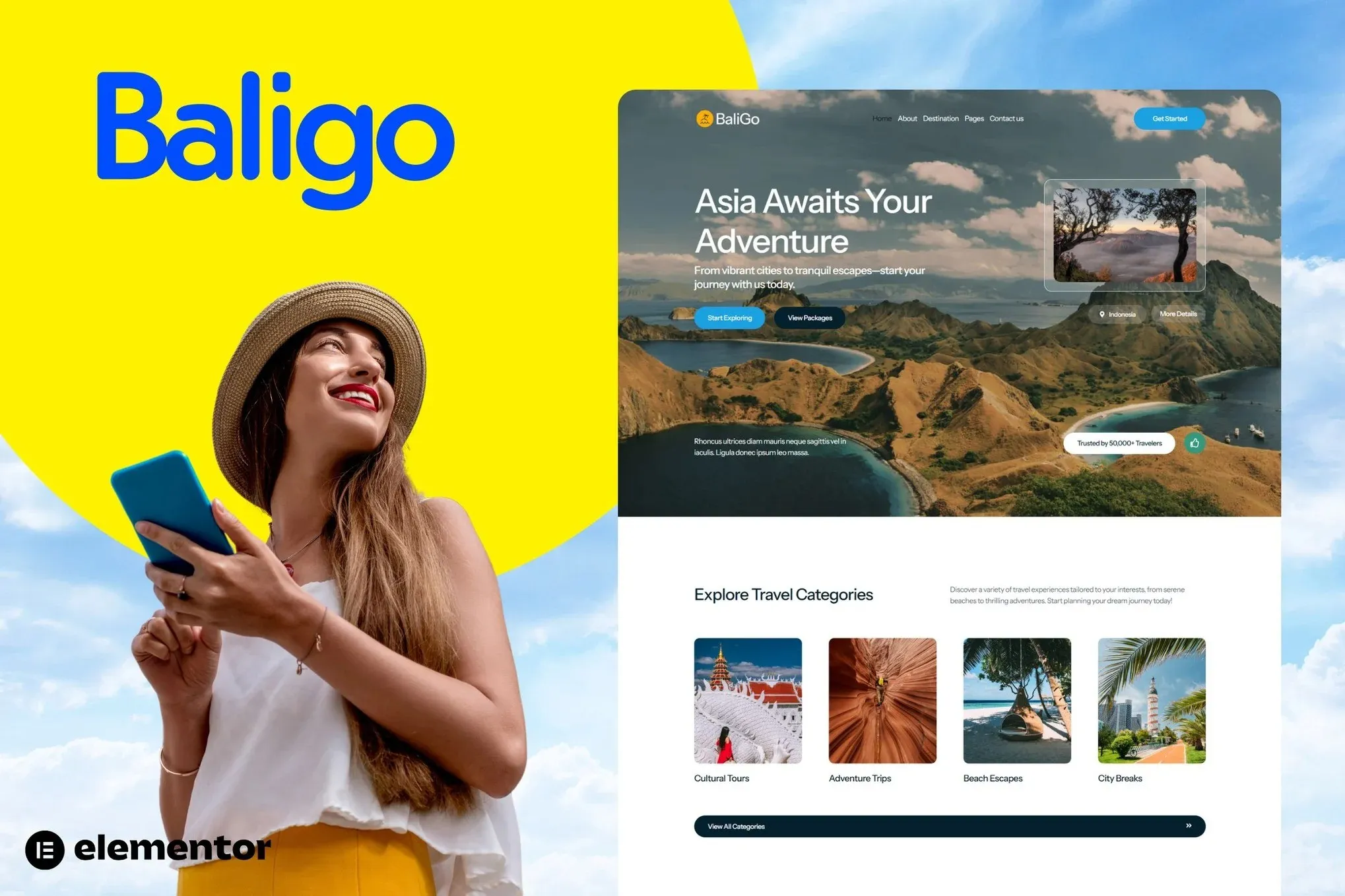 Baligo - Asian Travel Agency Elementor Kit Template Baligo - Asian Travel Agency Elementor Kit Template - Image 1