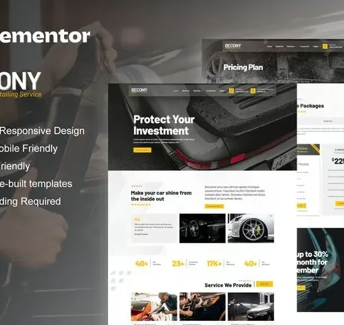 Becony - Car Detailing Services & Car Repair Elementor Template Kit