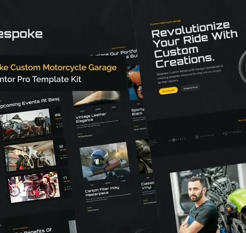 Bespoke - Custom Motorcycle Garage Elementor Pro Template Kit