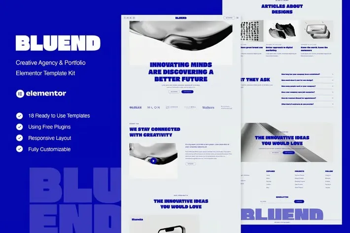 Bluend - Creative Agency & Portfolio Elementor Template Kit Bluend - Creative Agency & Portfolio Elementor Template Kit - Image 1