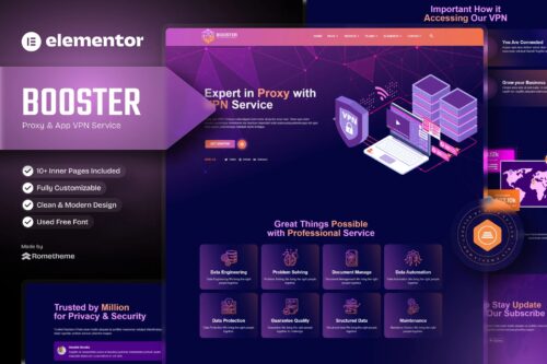 Booster - Proxy & App VPN Service Elementor Template Kit
