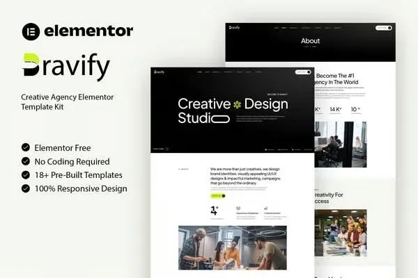 Bravify - Creative Agency Elementor Template Kit best creative agency Elementor template kit premium download