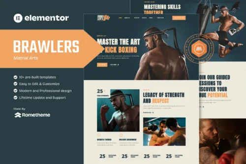 best martial arts Elementor template kit instant download