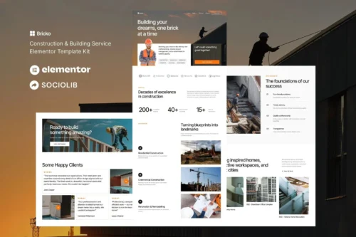 best construction website template Elementor kit download