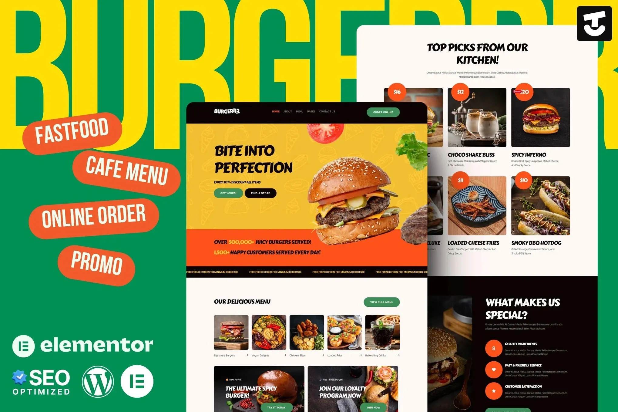 Burgerr - Fast Food Restaurant Template Kit best Burgerr Elementor template for fast food restaurant website download
