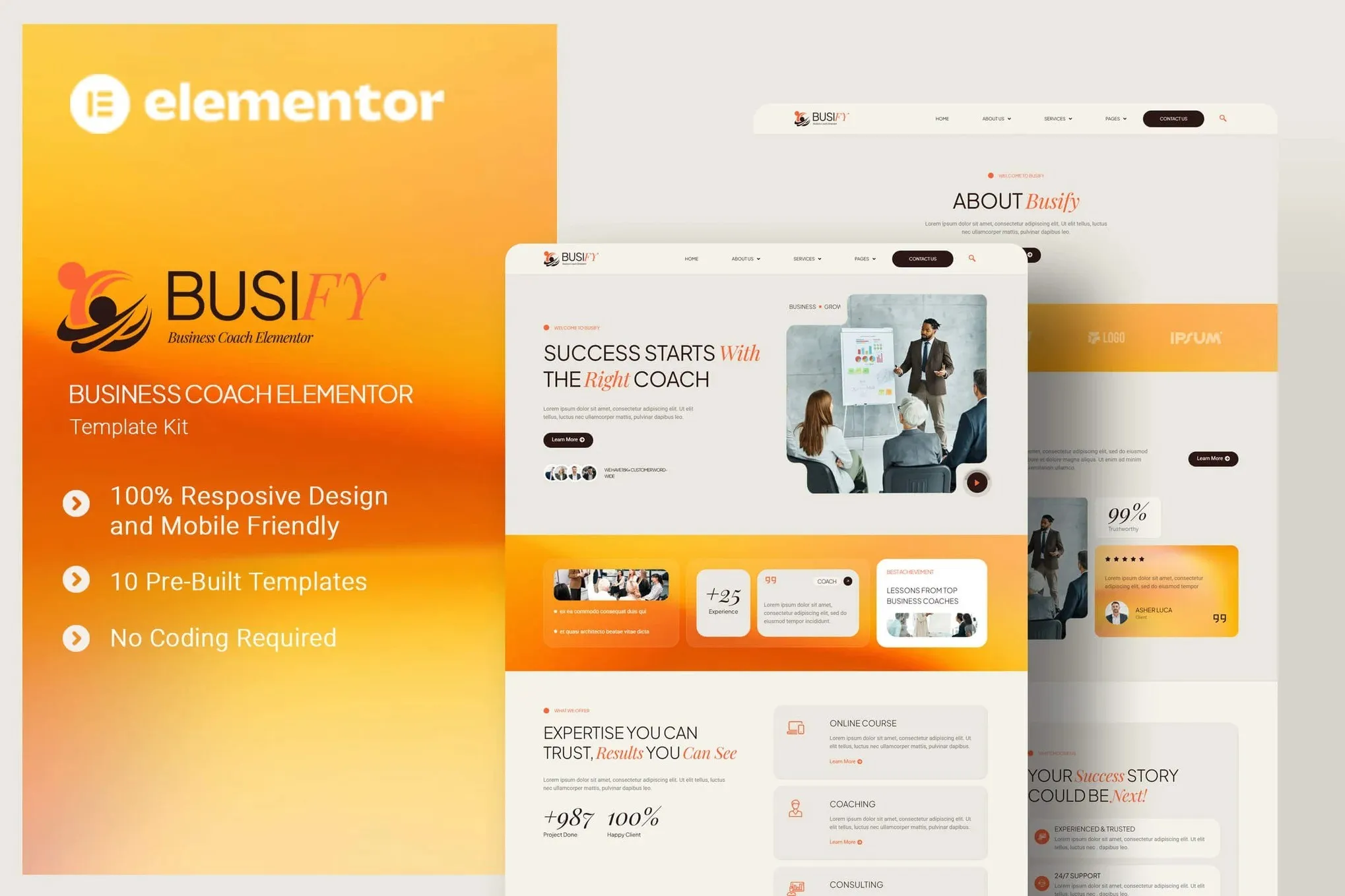 Busify - Business Coach Elementor Template Kit best business coach website template for Elementor download