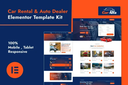 best car rental Elementor template kit instant download