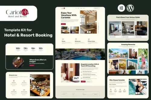 best luxury hotel Elementor template kit instant download