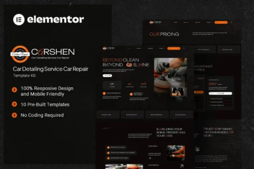 best Carshen car detailing Elementor template instant download