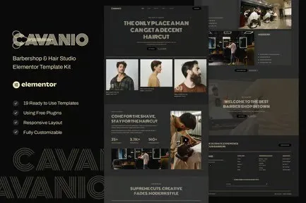 best barbershop elementor template instant download
