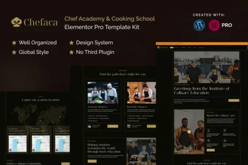 best cooking school Elementor template instant download
