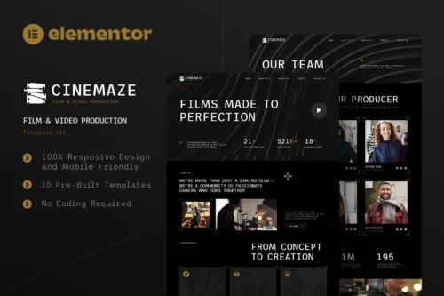 best film production Elementor template download instantly