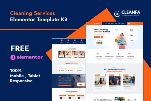 best cleaning services Elementor template kit instant download