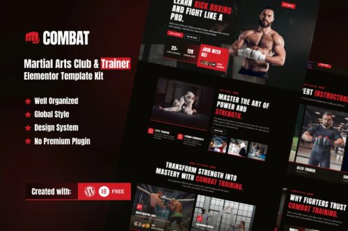 Combat - Martial Arts Club & Trainer Elementor Template Kit