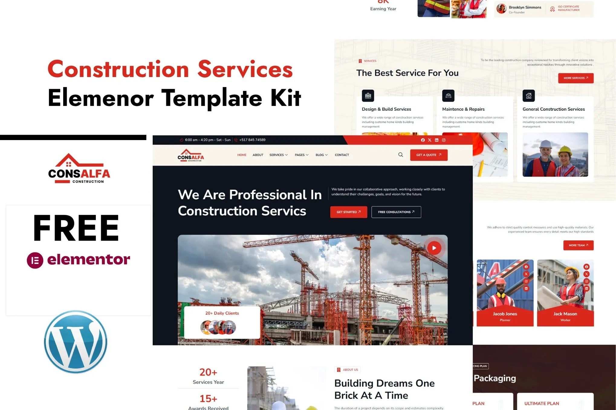 ConsAlfa - Construction Services Elemenor Template Kit best construction services Elementor template download