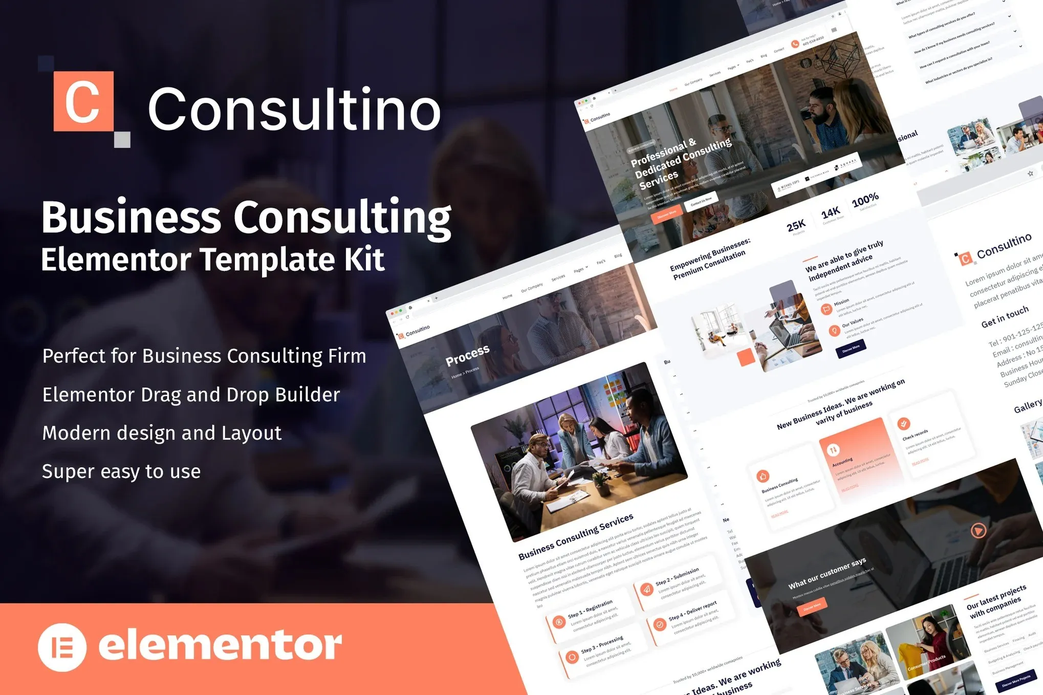 Consultino - Business Consulting Elementor Template Kit best Consultino Elementor template kit instant download