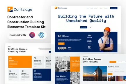 best Contrage construction contractor Elementor template download