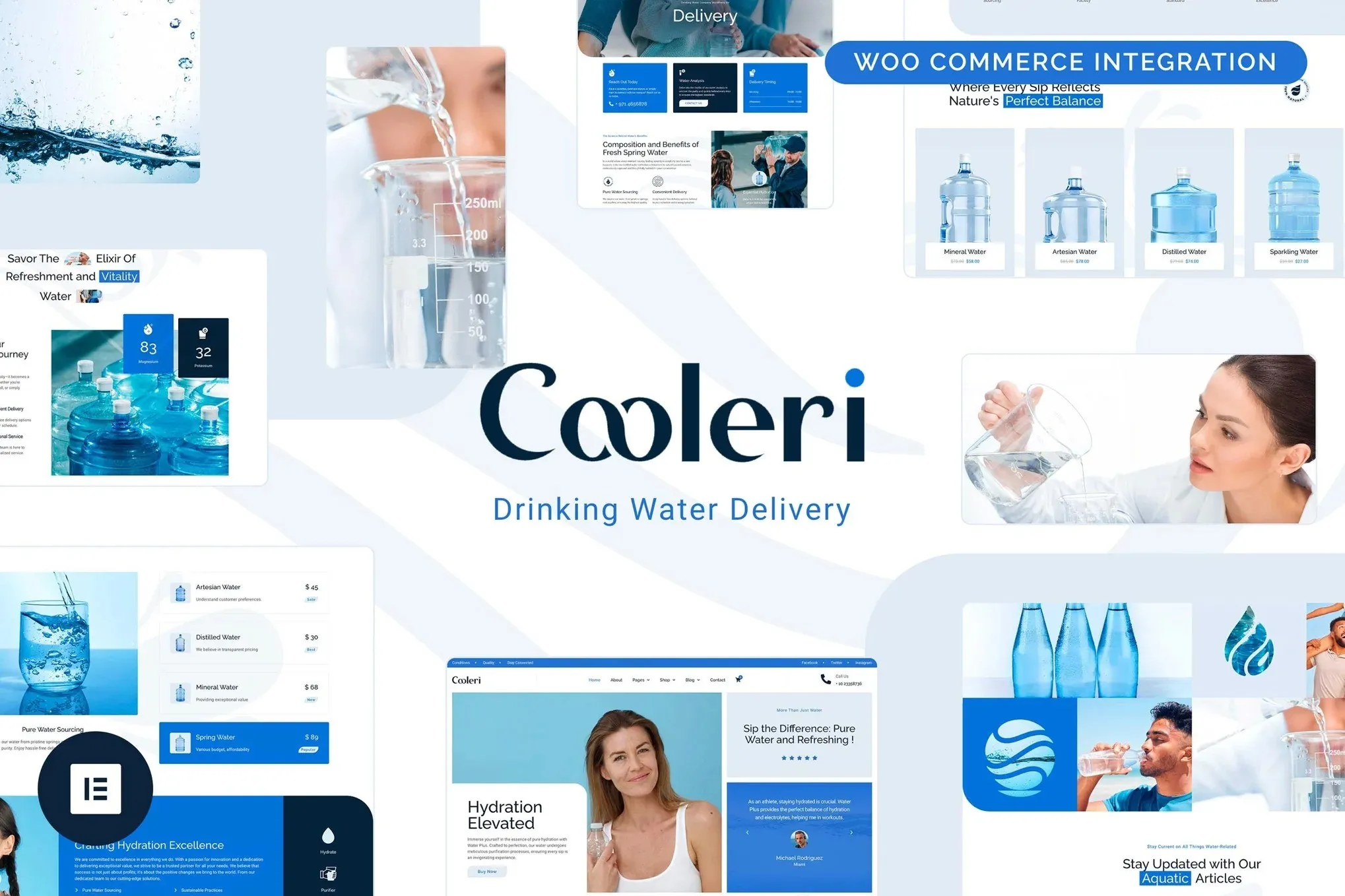 Cooleri - Drinking Water Delivery Elementor Pro Template Kit best water delivery website template download