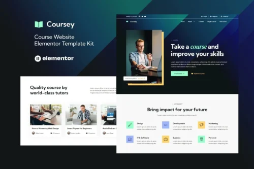 best Coursey Elementor template for online courses download