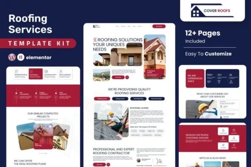 best roofing Elementor template kit instant download