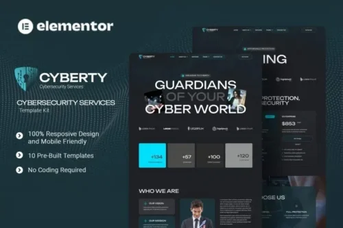 best cybersecurity Elementor template kit instant download