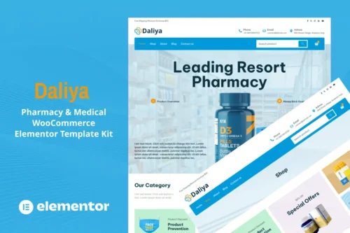 best pharmacy Elementor template kit instant download
