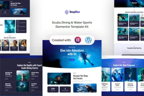 best scuba diving Elementor template instant download