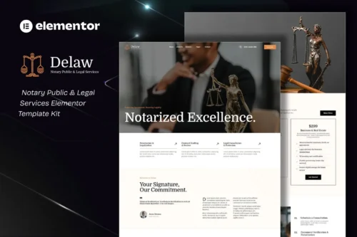 best Delaw notary Elementor template kit download