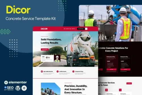 best concrete service Elementor template instant download
