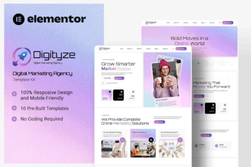 best digital marketing agency Elementor template download instantly