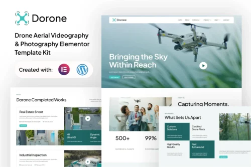 Premium Dorone drone photography Elementor template kit instant download