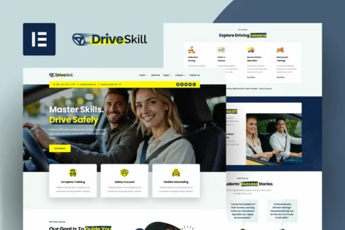 best driving school Elementor template kit download