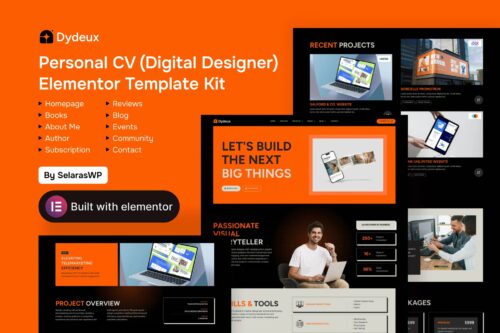 Dydeux - Personal CV Digital Designer Elementor Pro Template Kit