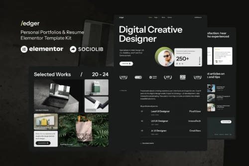 best Edger Elementor portfolio template instant download