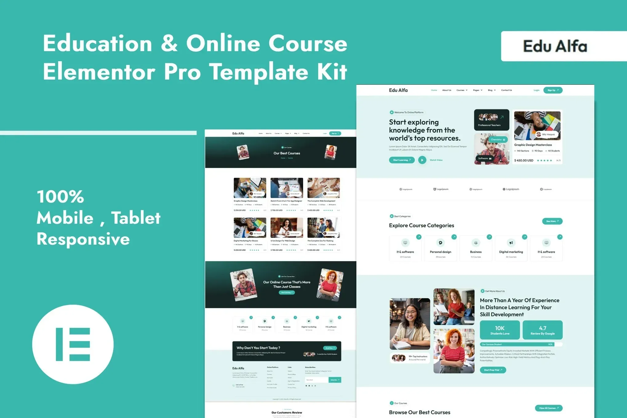 best Elementor education template for online courses download